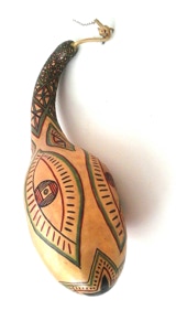 Terry A. Carter
Into the Future
2016
Musket gourd, acrylic ,varnish, primer
29 x 9 x 9 in (22 in circ)