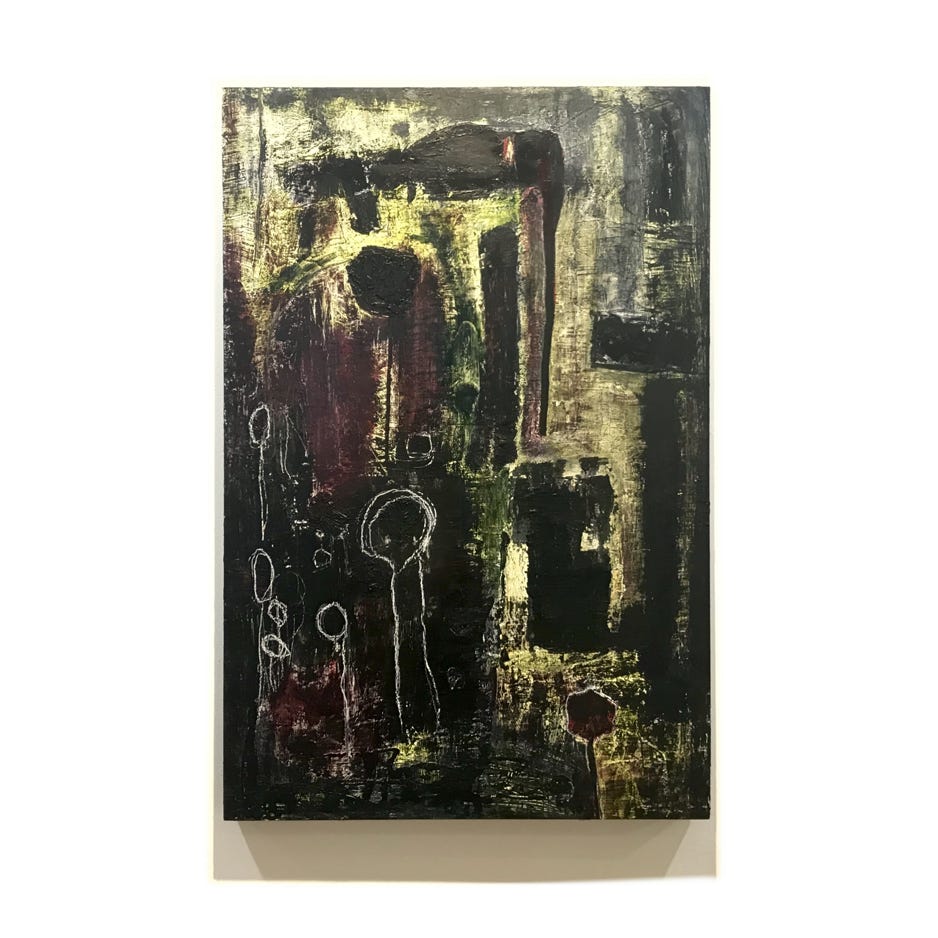 Gretchen Seifert, Midnight in the Rose Garden, 2021, Acrylic, graphite, crayon on cradled panel, 24x36 in