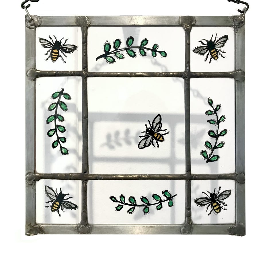 Clare Adams, Bees Circle, 2020, Stained and enameled glass 