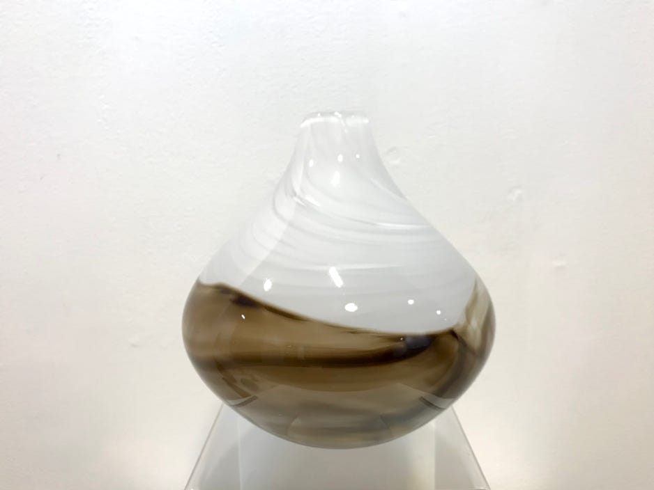 Robert Burch Purple/Gold/White Tall Vase with Lip 2018 Blown glass 8 x 4 x 4 in