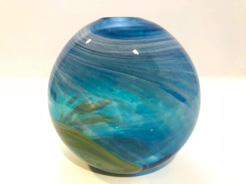 Robert Burch Turquoise, White & Gold Vase 2019 Blown glass 5 x 5 x 3 in