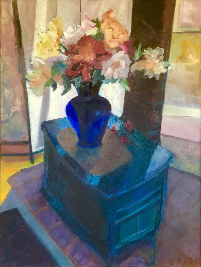 Chung Ah Park Blue Stove with Peonies 2020