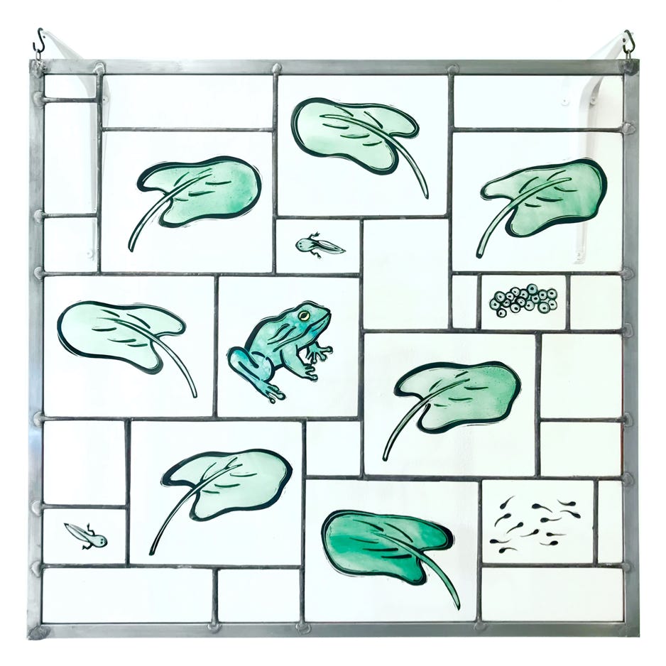 Clare Adams, Frogs & Lily Pads, 2021, Stained and enameled glass 