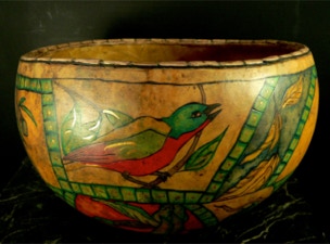 Kim Grall Multi-colored Bird Bowl