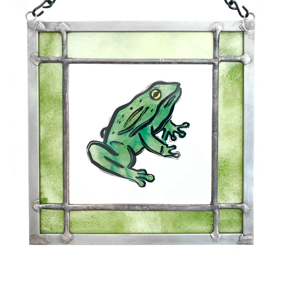 Clare Adams, Frog, 2021, Stained and enameled glass 