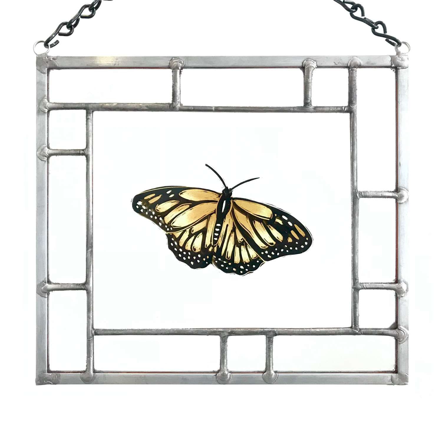 Clare Adams, Monarch, 2021,  Stained and enameled glass 