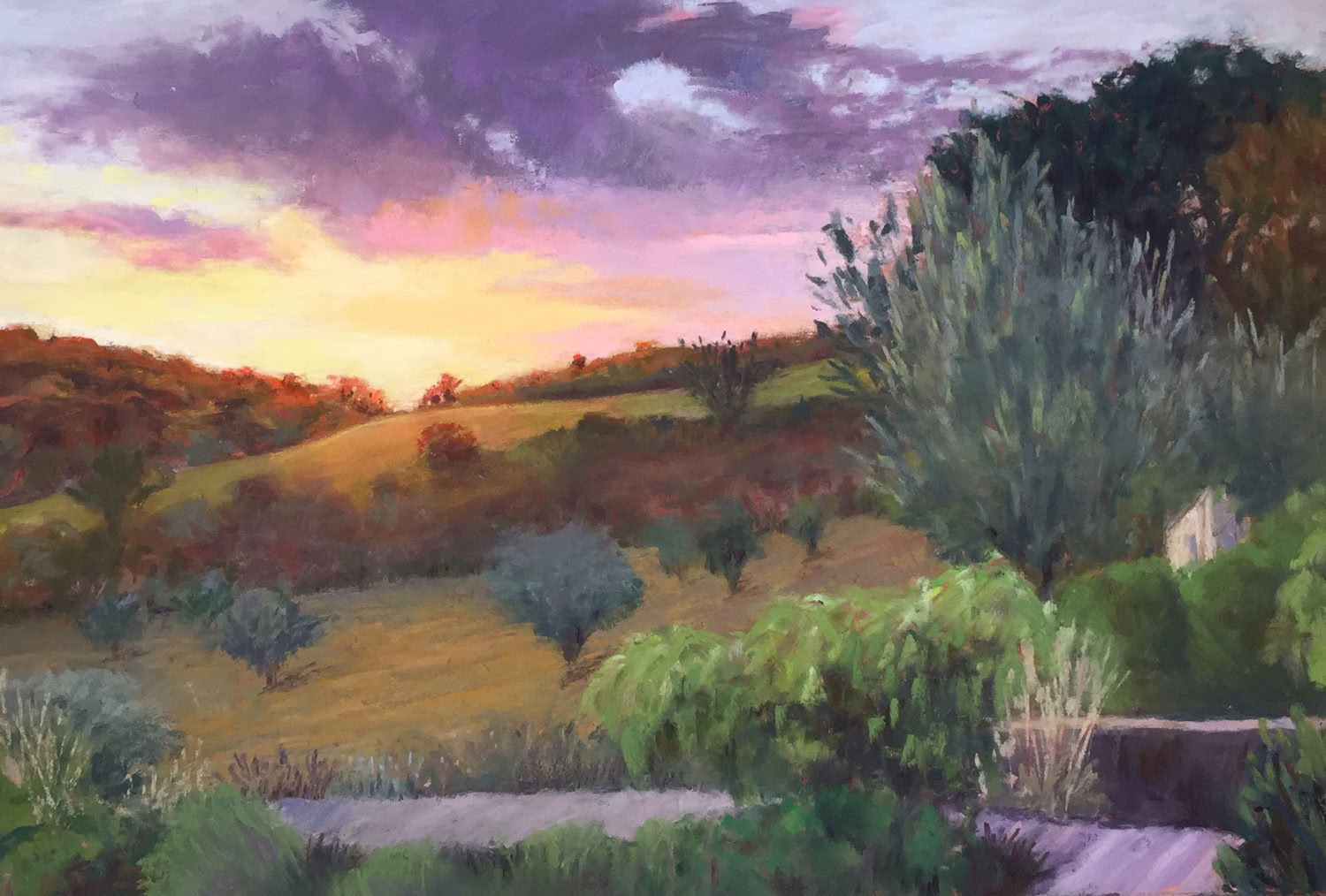 deedee-jones_over-the-hill_2020_pastel-on-paper_12x16in