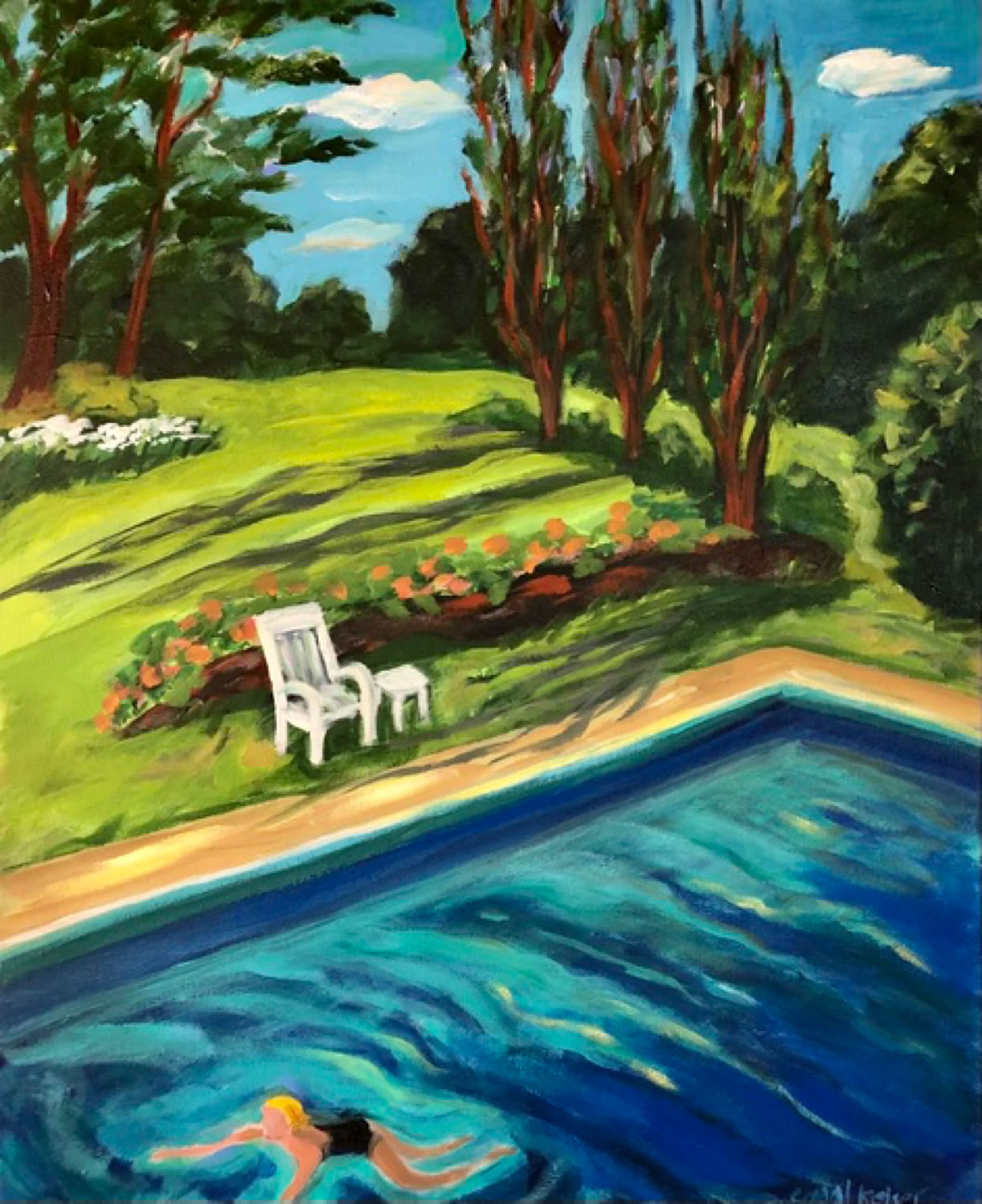 Carol Keiser Pool with Lombardy Poplars