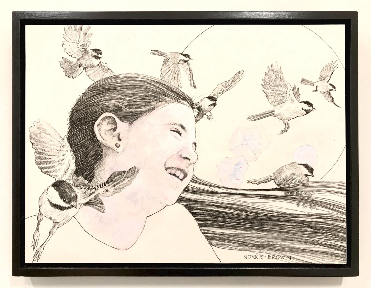 charles-norris-brown_mountain-laurel_2019_ink-pen-and-acrylic-on-paper-varnished-and-mounted-on-board_9x12in.