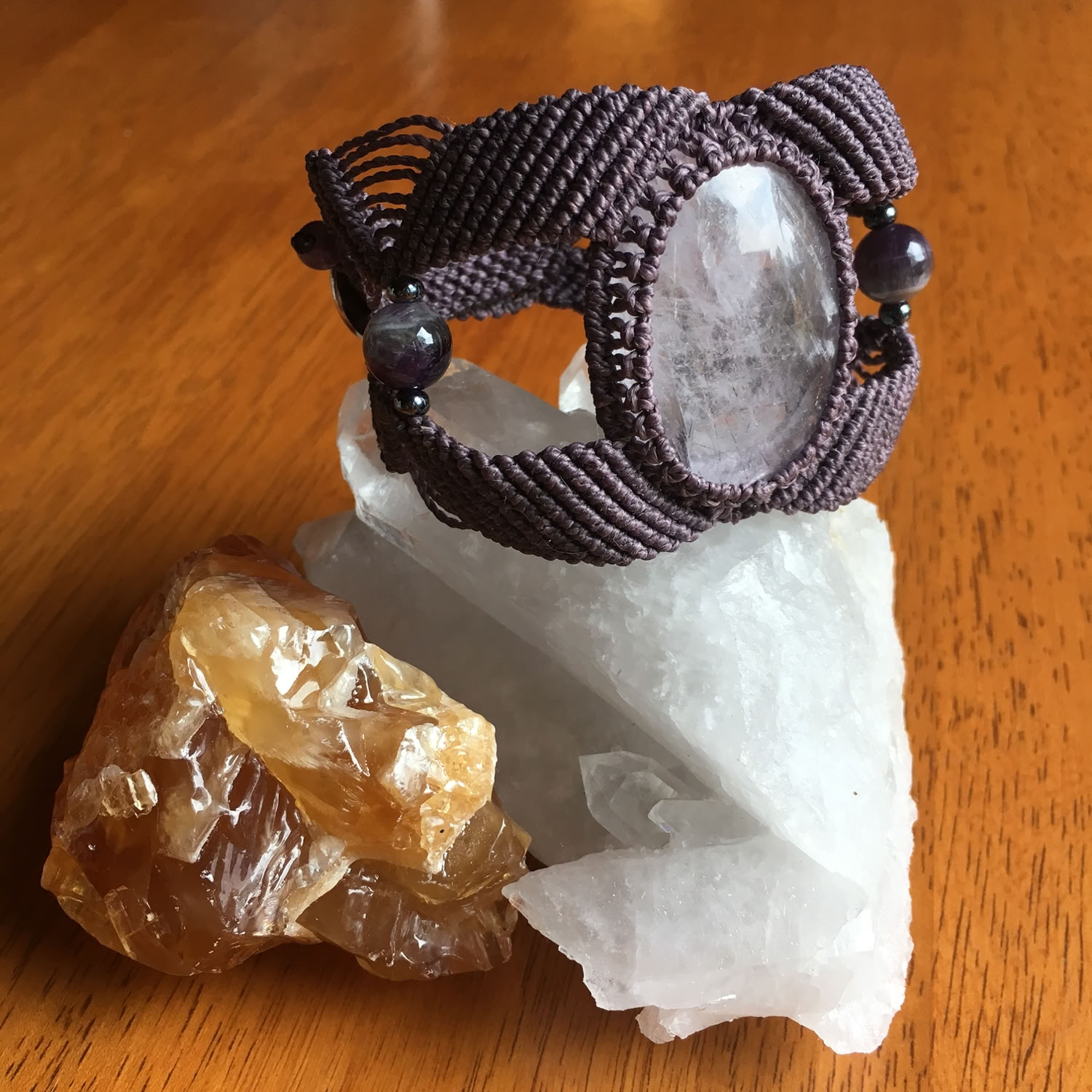 Melanie Gregory Quartz & Amethyst Cuff Bracelet 