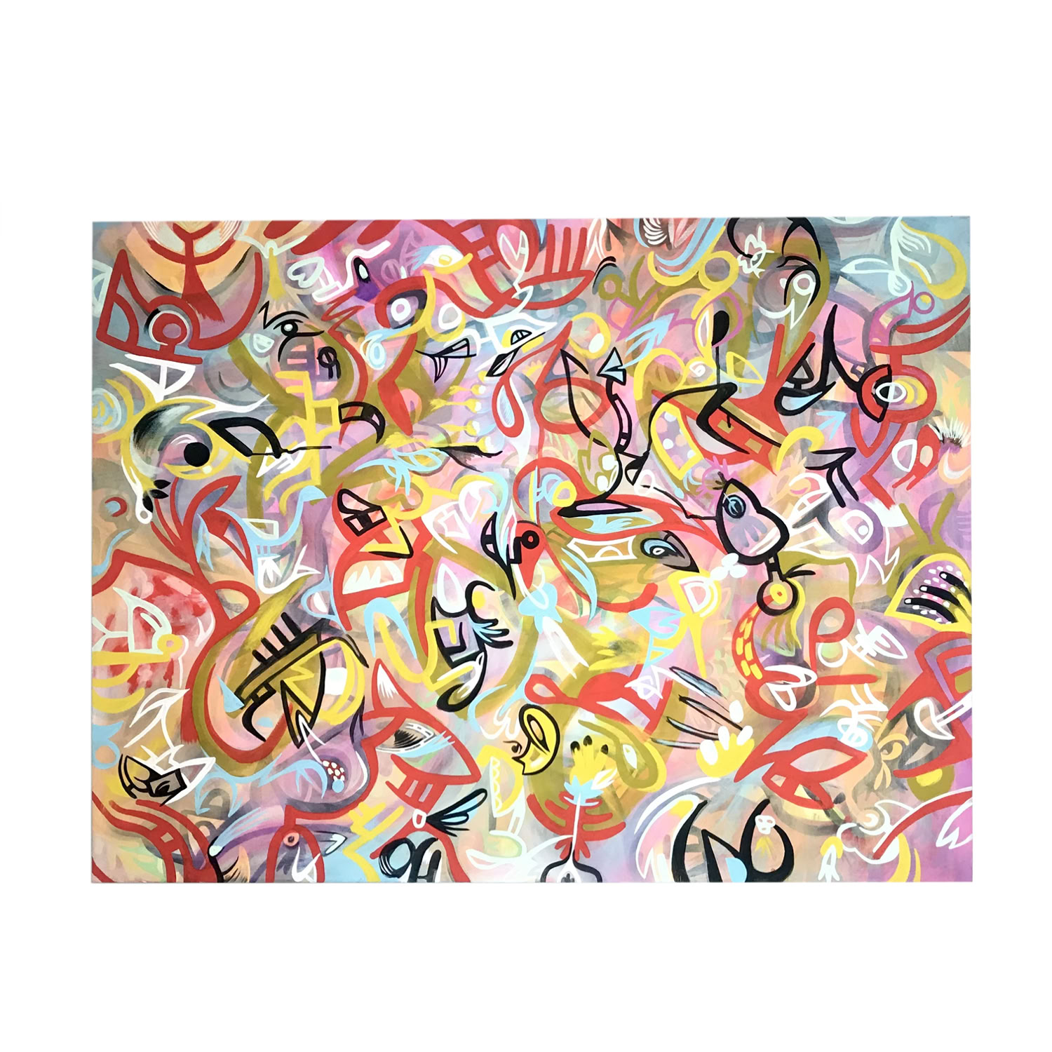 Mindy Fisher Foggy Garden 2018 Acryla-gouache on canvas 36 x 48 in