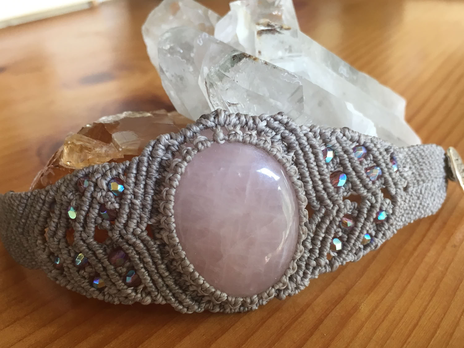 Melanie Gregory Rose Quartz Cuff Bracelet 