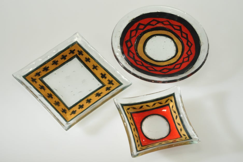 Clare Adams Red & Gold Glassware