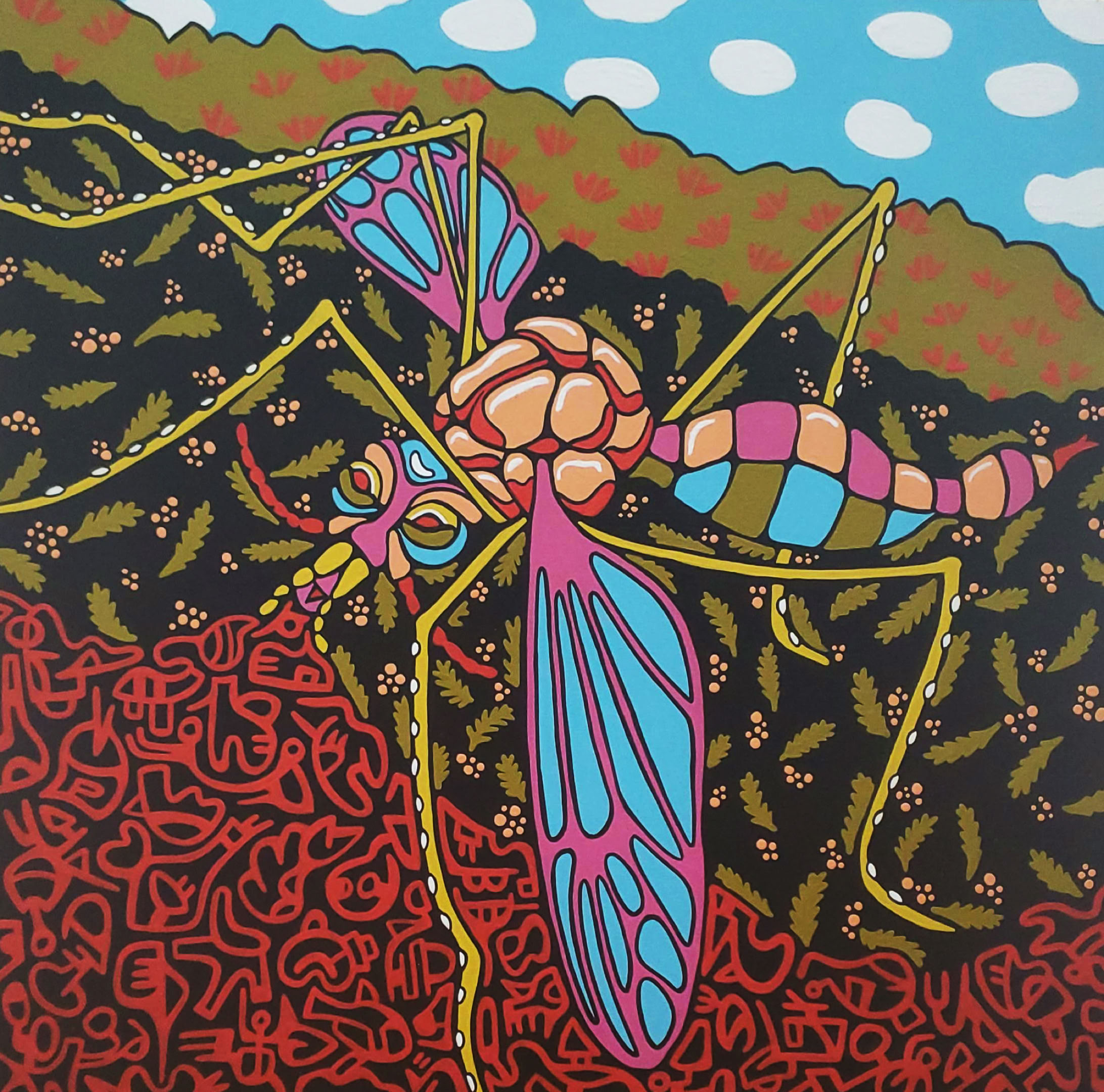Mindy Fisher Crane Fly 2022 acryla-gouache on panel