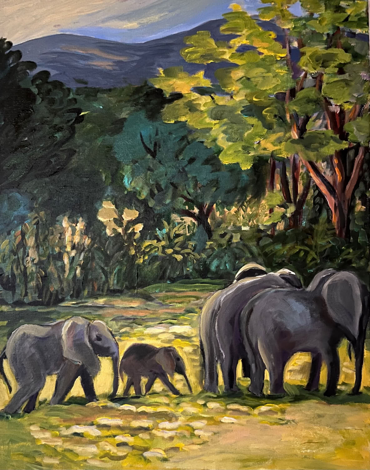 Carol Keiser Elephants Grazing, Zambia