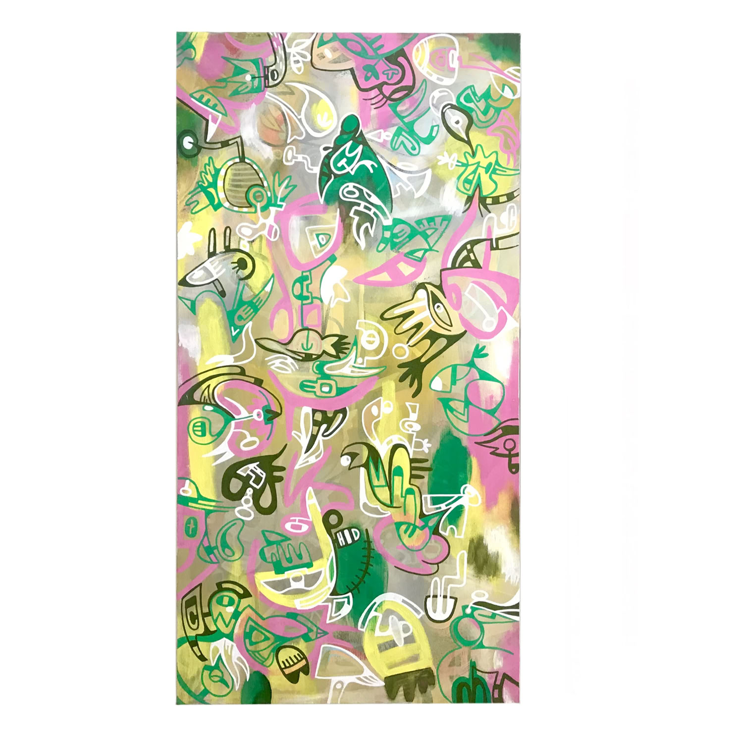 Mindy Fisher Signals 2022 Acryla-gouache on canvas 30 x 15 in