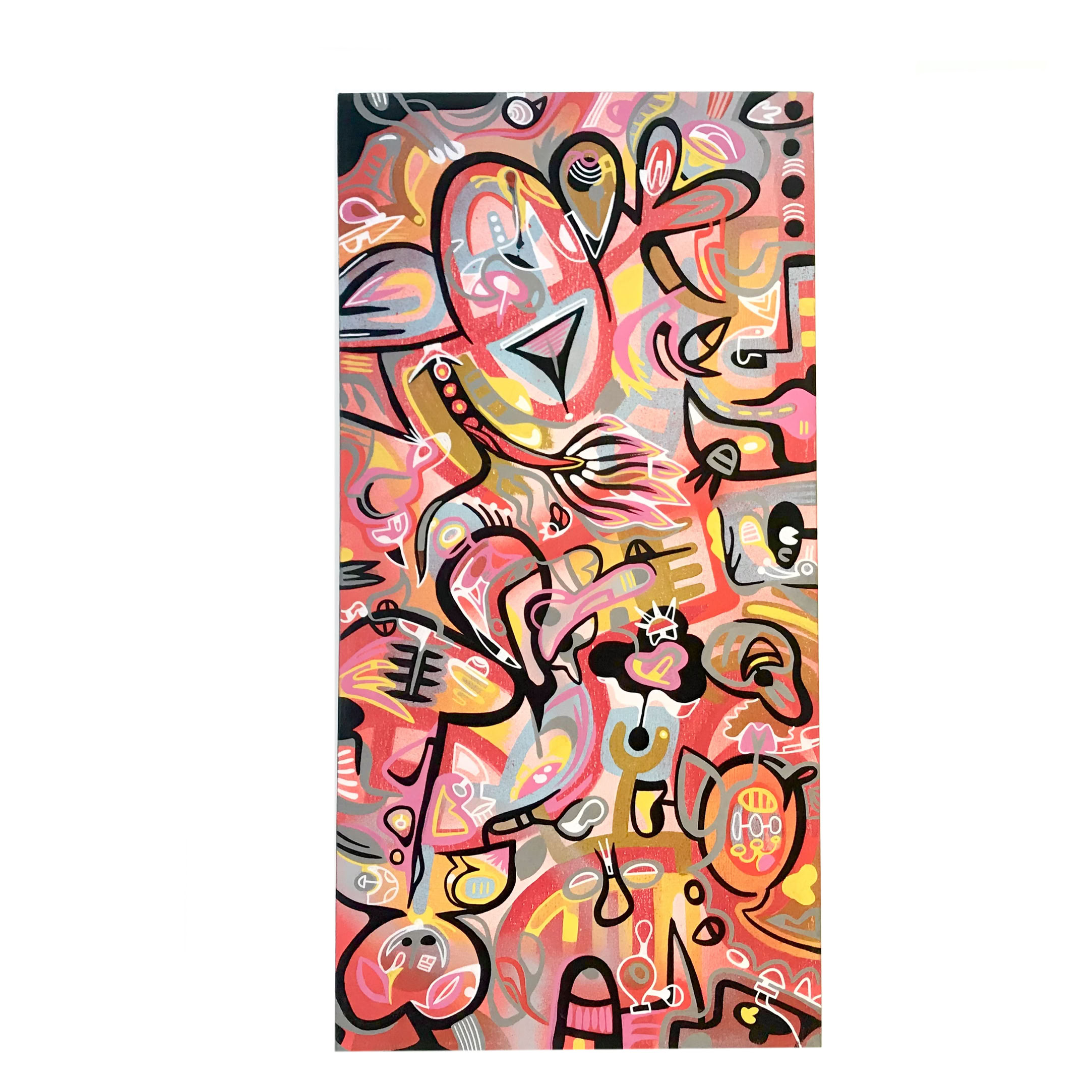 Mindy Fisher Signals 2022 Acryla-gouache on canvas 30 x 15 in