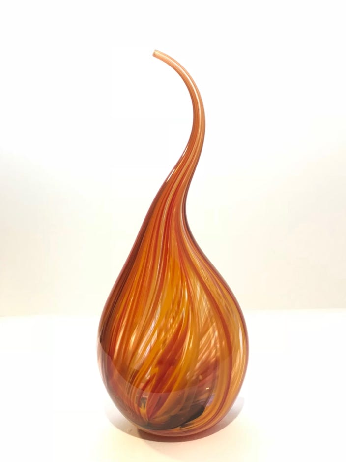 Robert Burch Orange & Yellow Sculptural Vase 2019 Blown glass 14 x 5 x 3.5 in
