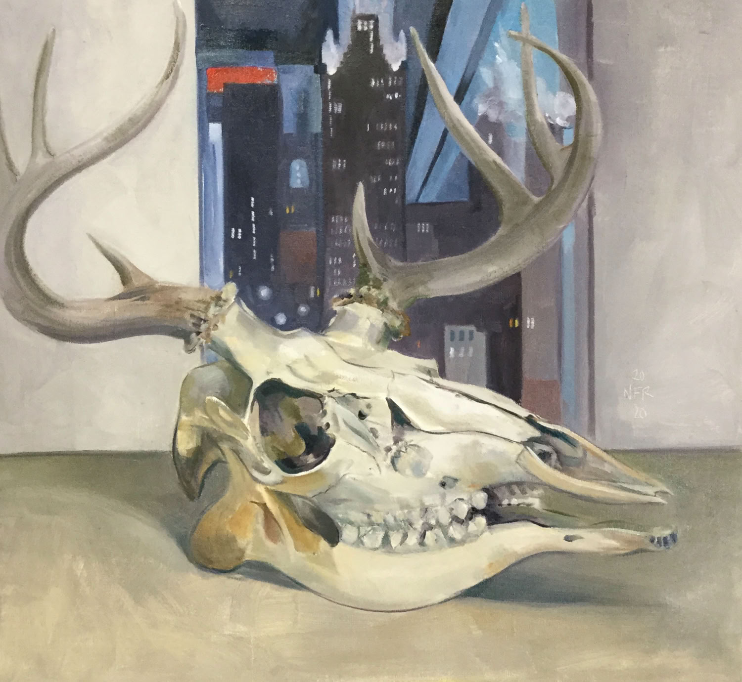 nancy-fitz-rapalje_skull-and-georgia_2020_oil-on-canvas_13x14in