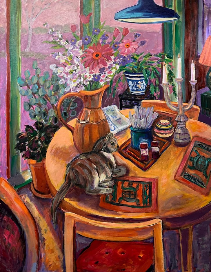 Carol Keiser Cat on the Kitchen table