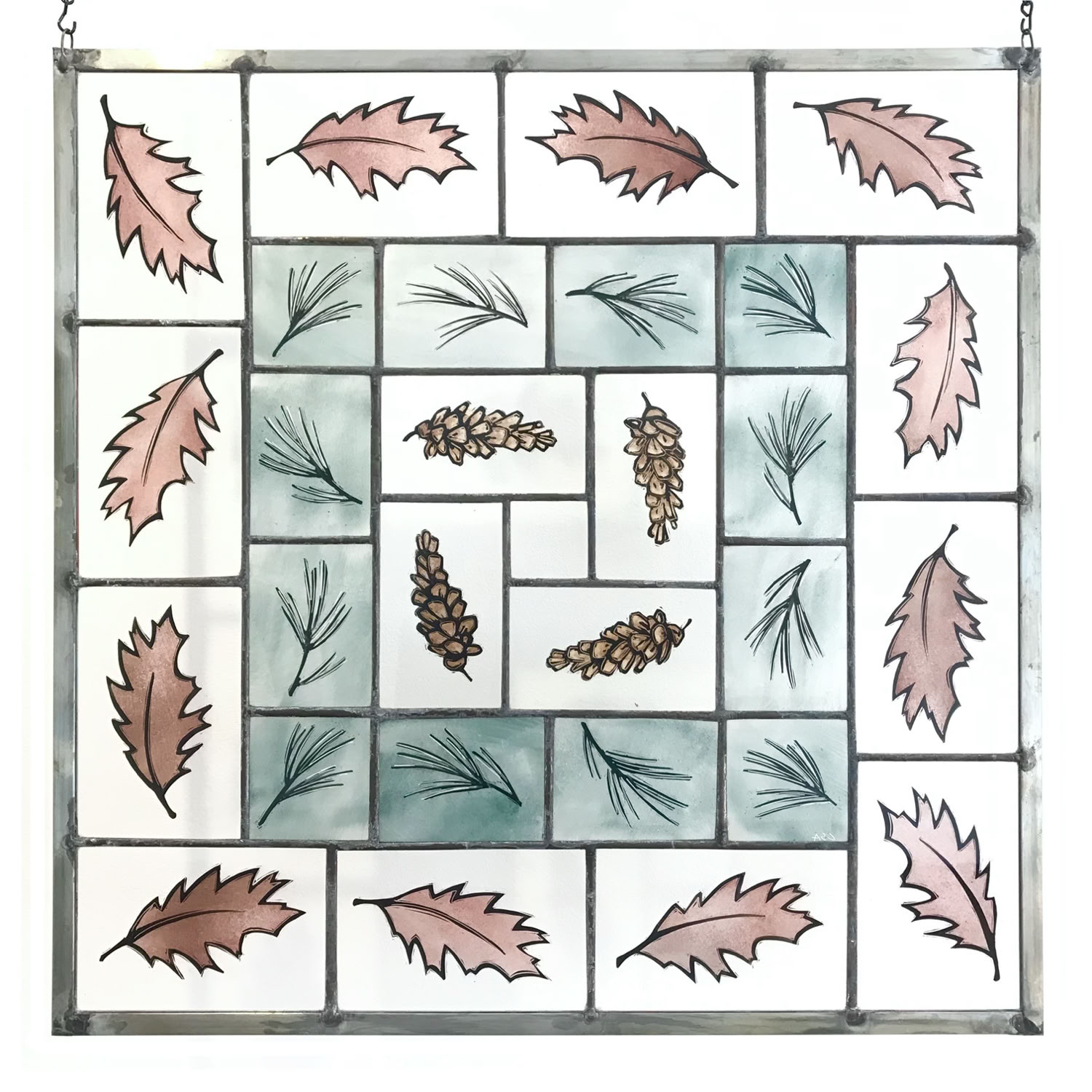 Clare Adams, Pine & Oak, 2020, Stained and enameled glass 