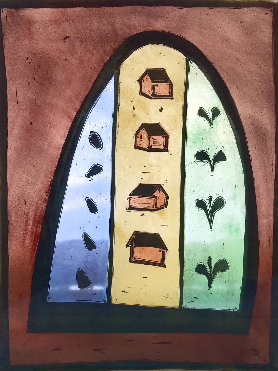 clare-adams_spirit-garden_enamel-on-glass_12x11in