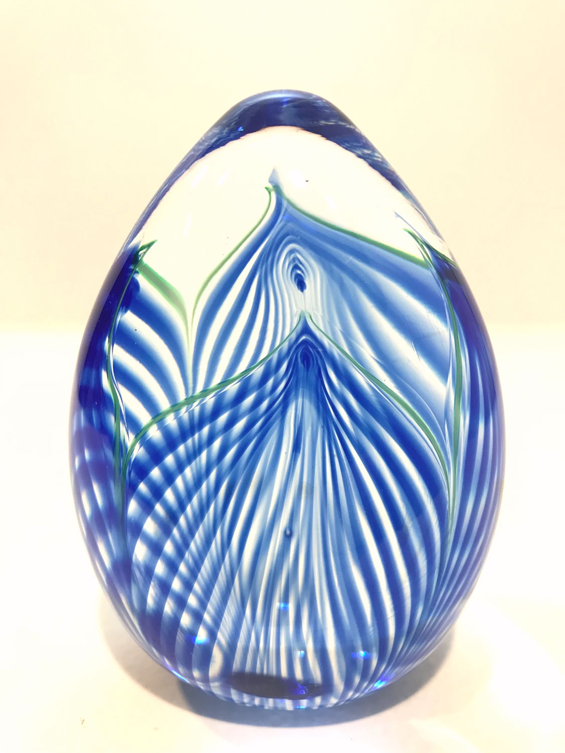 Chris Sherwin Blue Petal Egg Paperweight