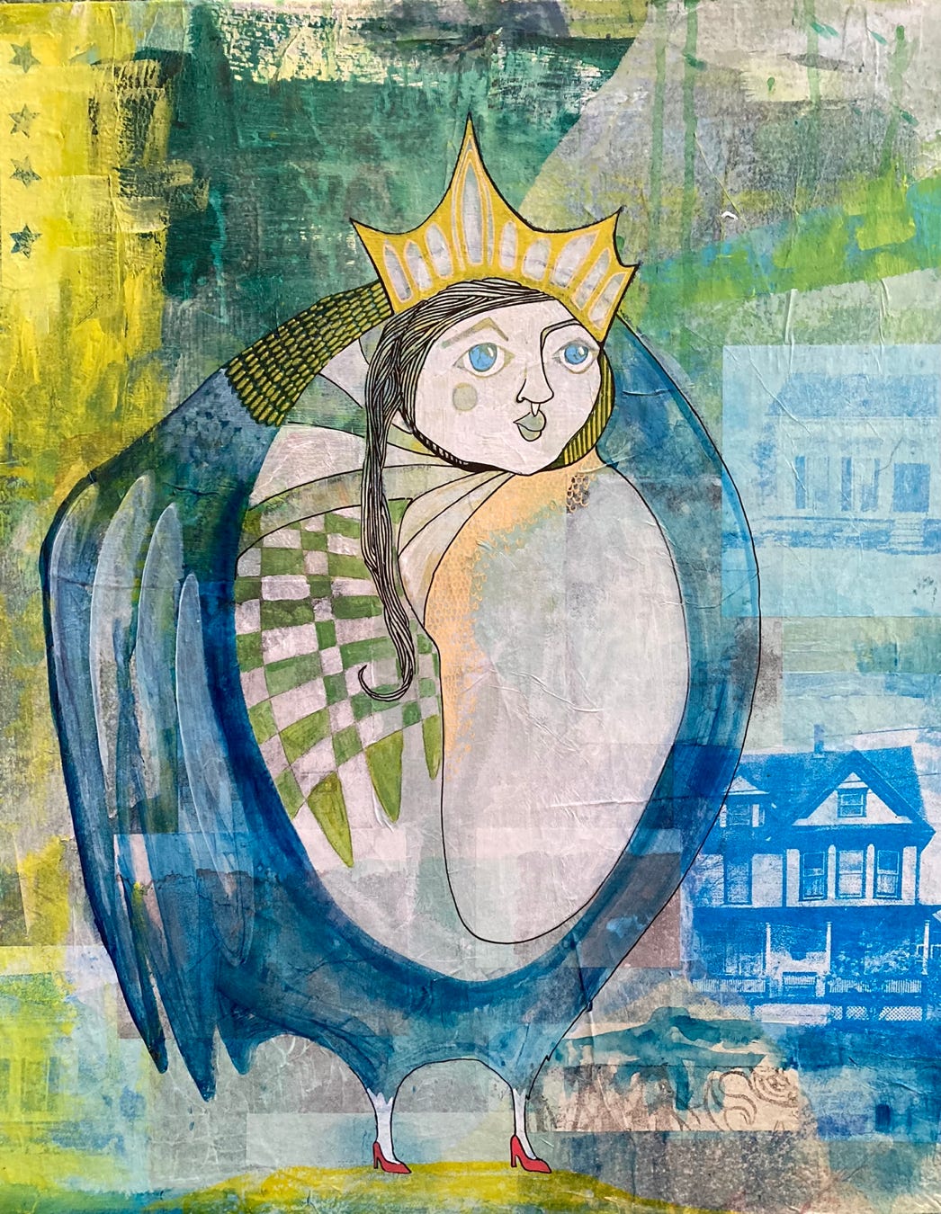 Whitney Barrett Red Shoes 2023 Mixed Media on Canvas