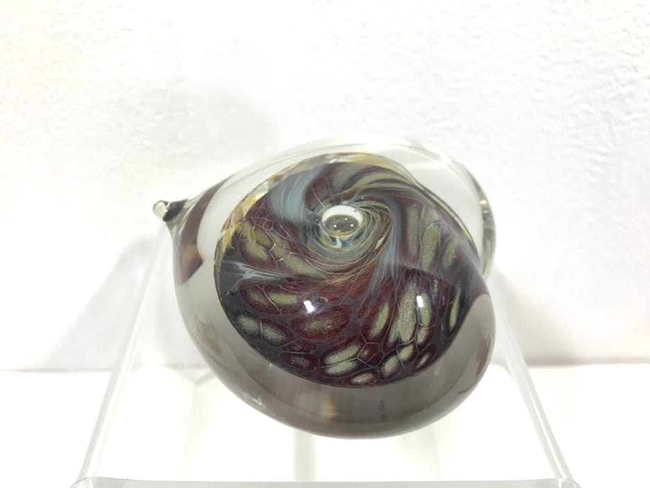 Robert Burch Cobalt & Rose Bubble Twist Egg Paperweight 2019 Blown glass 6 x 2.5 x 2.5 in
