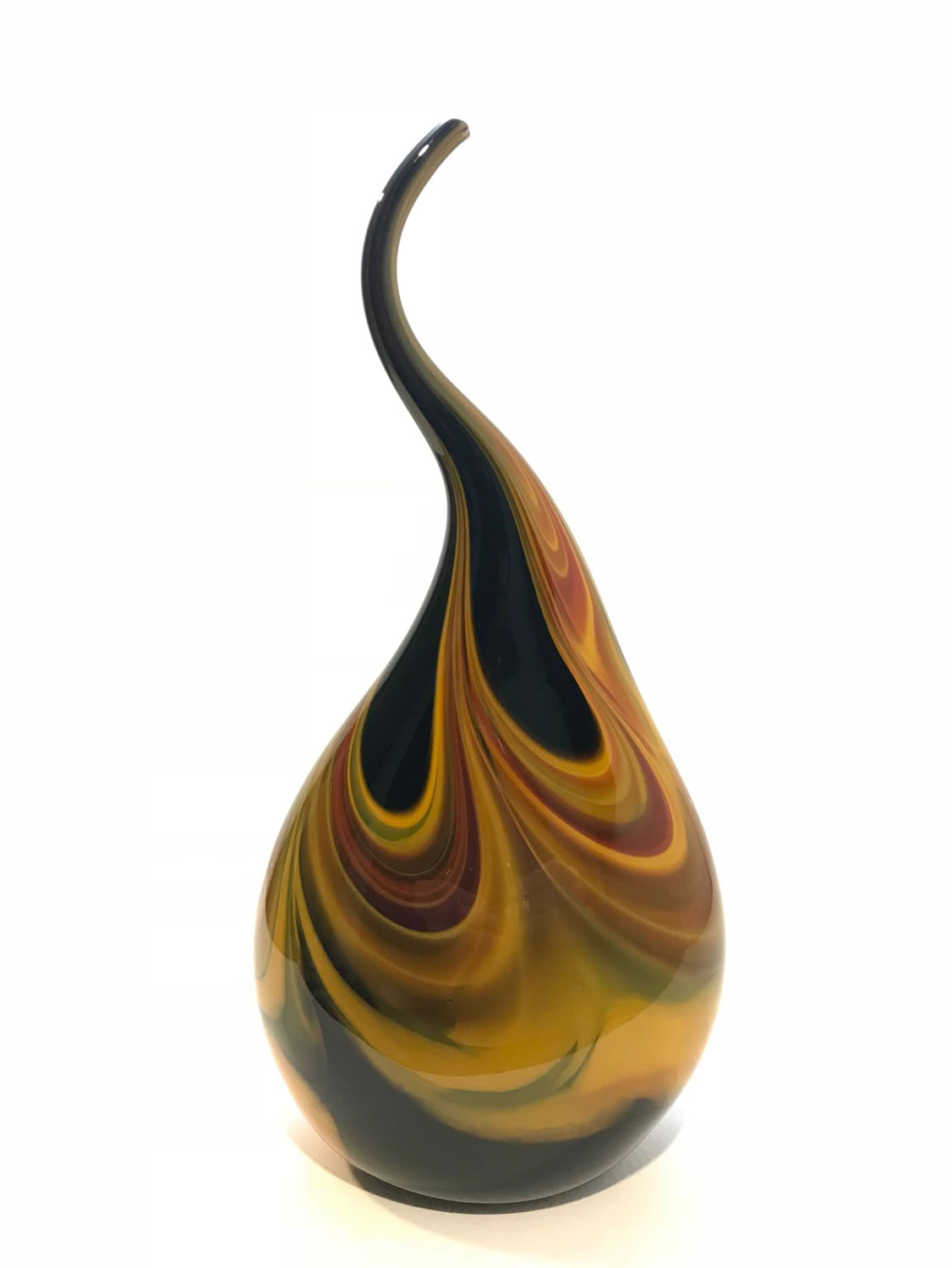 Robert Burch Black, Orange & Yellow Sculptural Vase