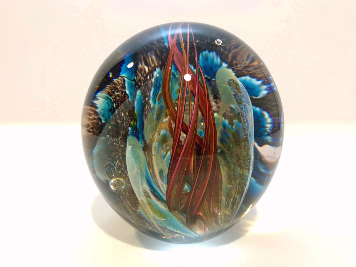 Robert Burch Round Grotto Paperweight 2019 Blown glass 4 x 3.5 x 3.5 in
